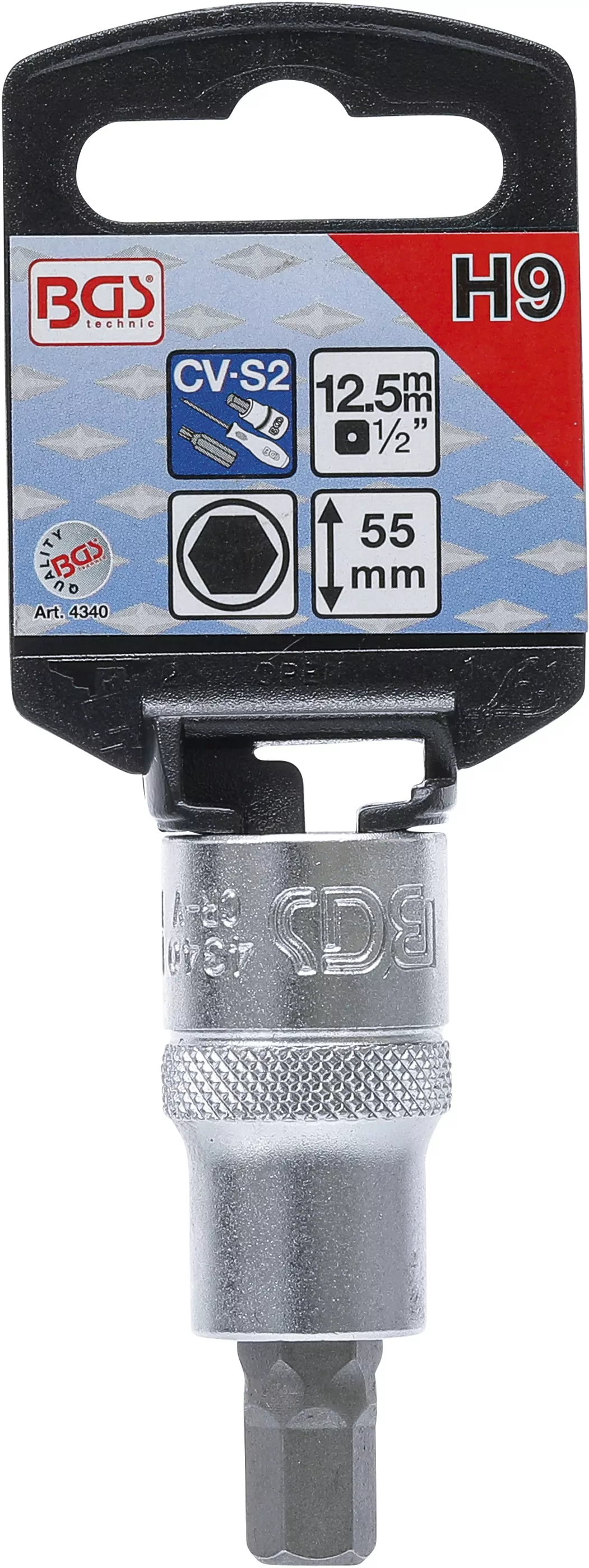 Bit-Einsatz | Antrieb Innenvierkant 12,5 mm (1/2") | Innensechskant 9 mm