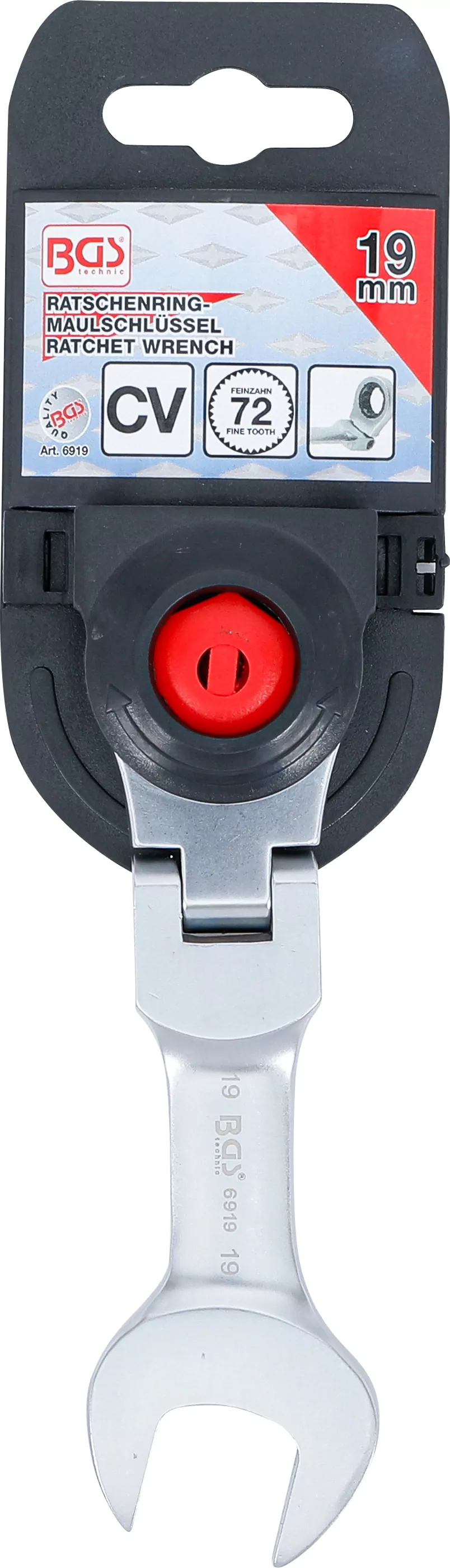 Ratschenring-Maulschlüssel | kurz | abwinkelbar | SW 19 mm