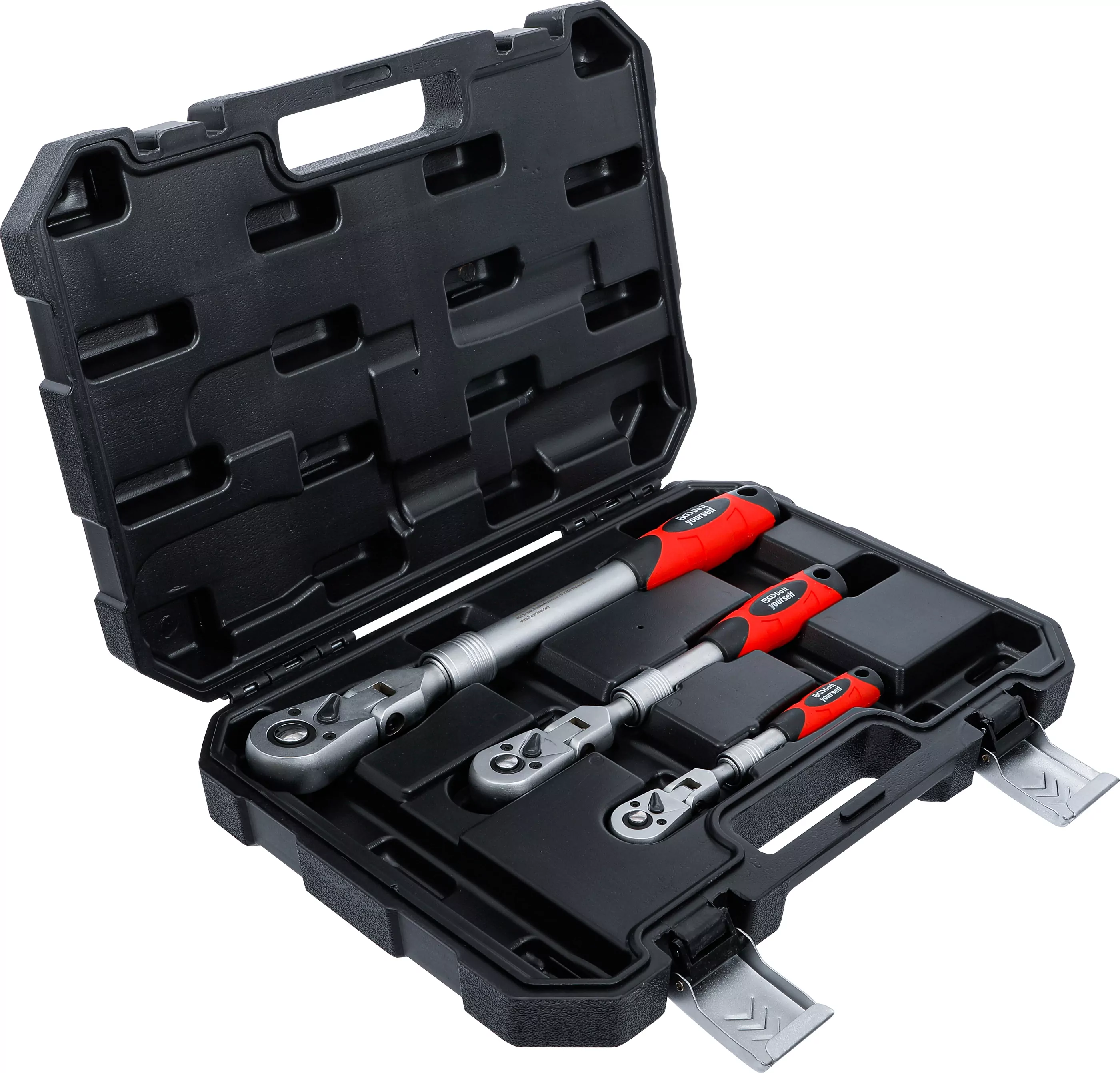 Umschaltknarren-Satz | ausziehbar, abwinkelbar | Abtrieb Außenvierkant 6,3 mm (1/4") - 10 mm (3/8") - 12,5 mm (1/2") | 3-tlg.