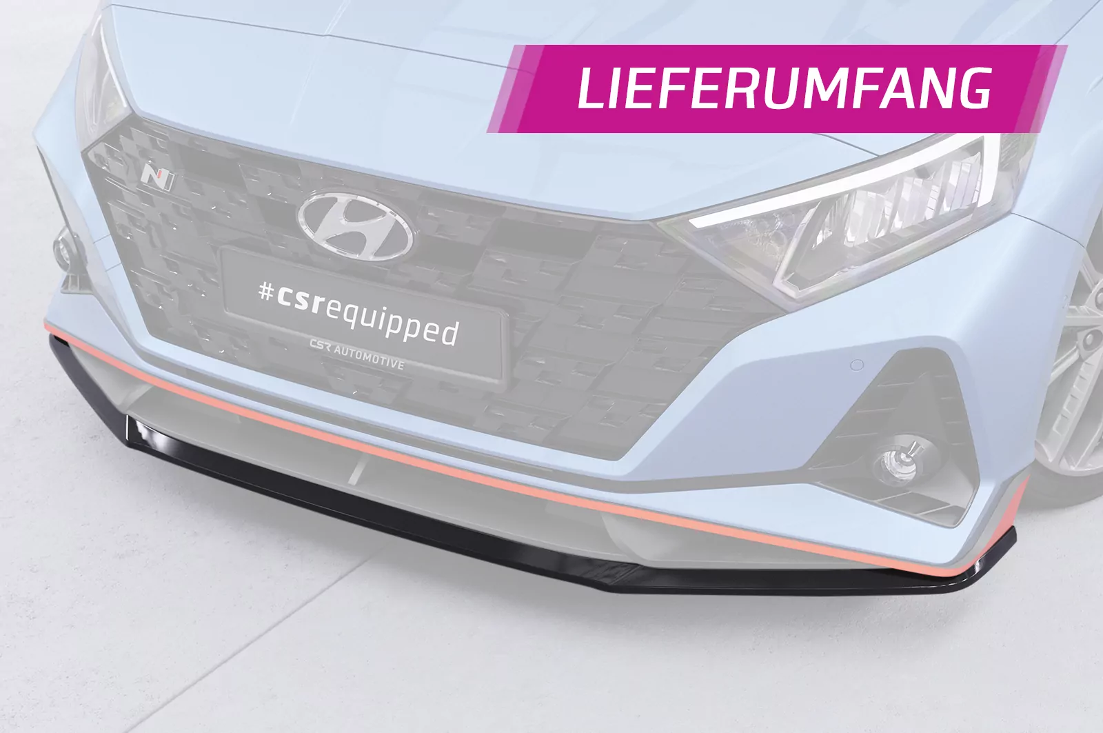 Cup-Spoilerlippe mit ABE für Hyundai I20 (BC3) N, N Performance und N-Line CSL588 Schwarz Strukturiert