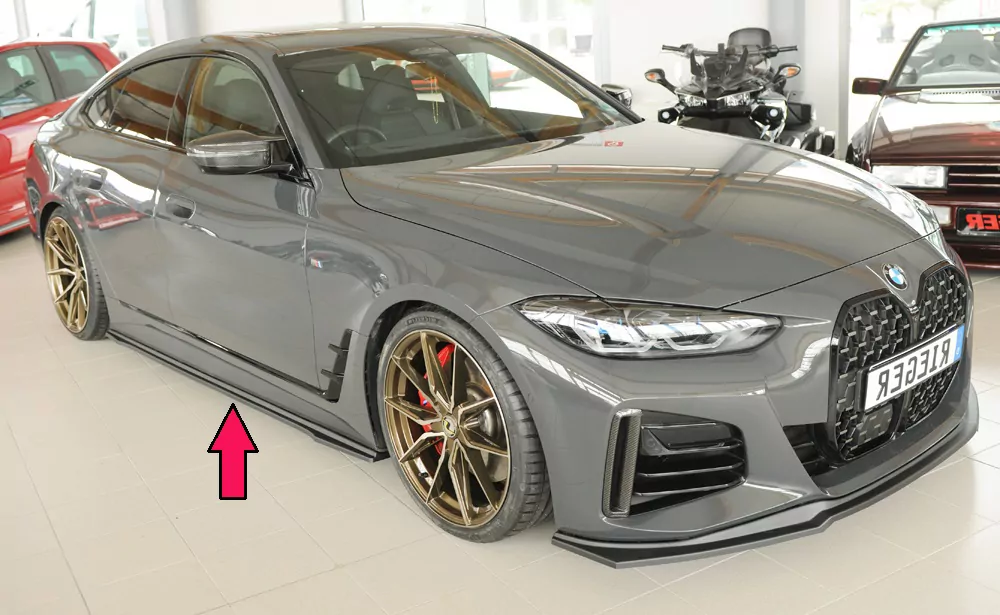 Rieger Seitenschweller rechts ansatz matt schwarz für BMW i4 M G26  (G4C) Gran Coupé (5-tür.) 11.21-