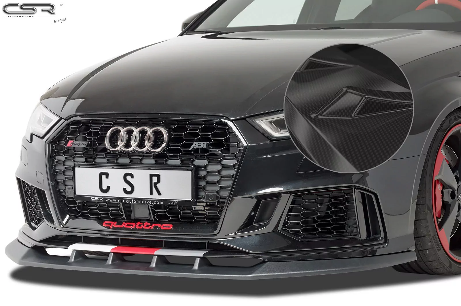 Cup-Spoilerlippe mit ABE für Audi RS3 8V CSL322-C Carbon Look Hochglanz