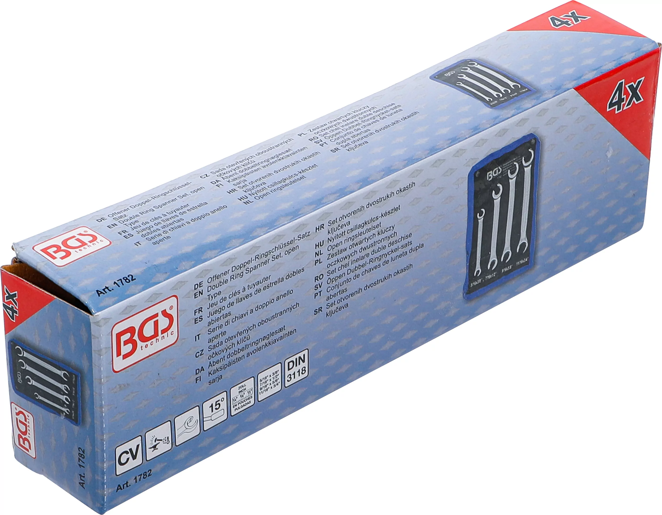 Offener Doppel-Ringschlüssel-Satz | Zollgrößen | 4-tlg.