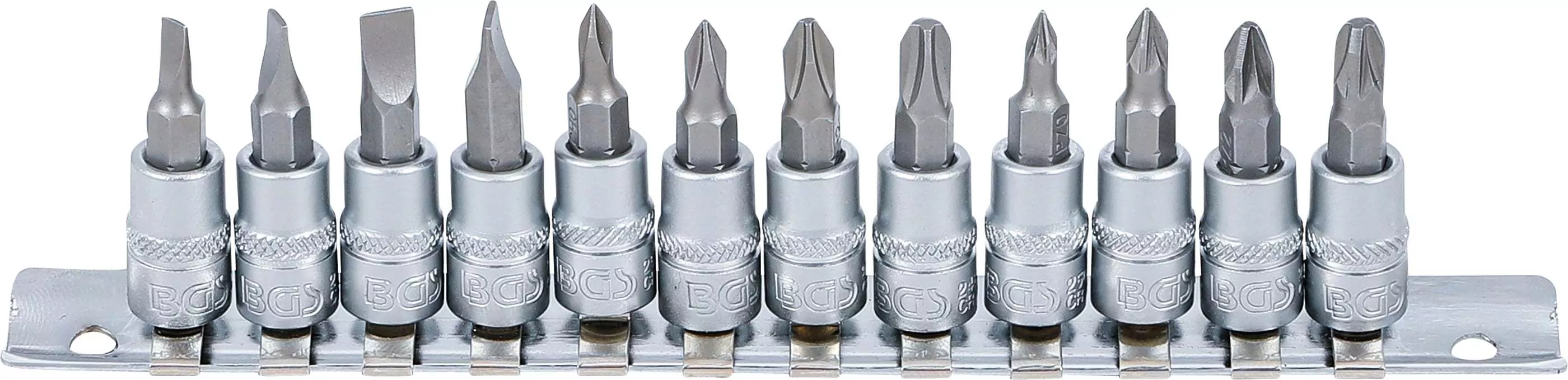 Bit-Einsatz-Satz | Antrieb Innenvierkant 6,3 mm (1/4") | Schlitz, Kreuzschlitz PH, Kreuzschlitz PZ | 12-tlg.