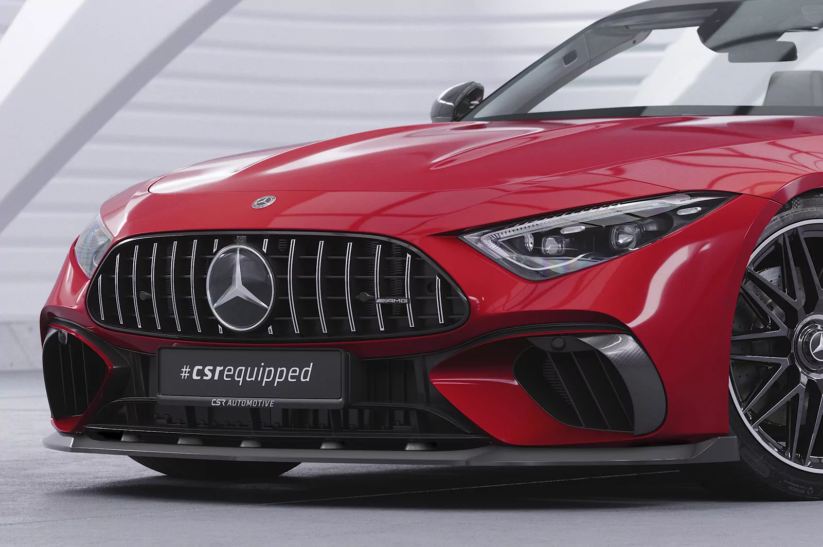 Cup-Spoilerlippe mit ABE für Mercedes Benz SL (R232) AMG CSL745 Schwarz Strukturiert