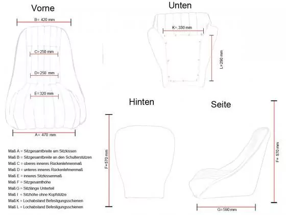 FK Oldtimersitze Auto Vollschalensitze Set Montgomery im Retro-Look rot