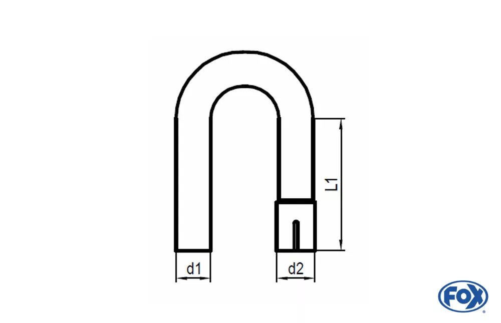 Uni-Rohrbogen 180° geweitet - d1Ø 88,9mm  Schenkellänge L1: ca. 310mm - Radius: 135mm