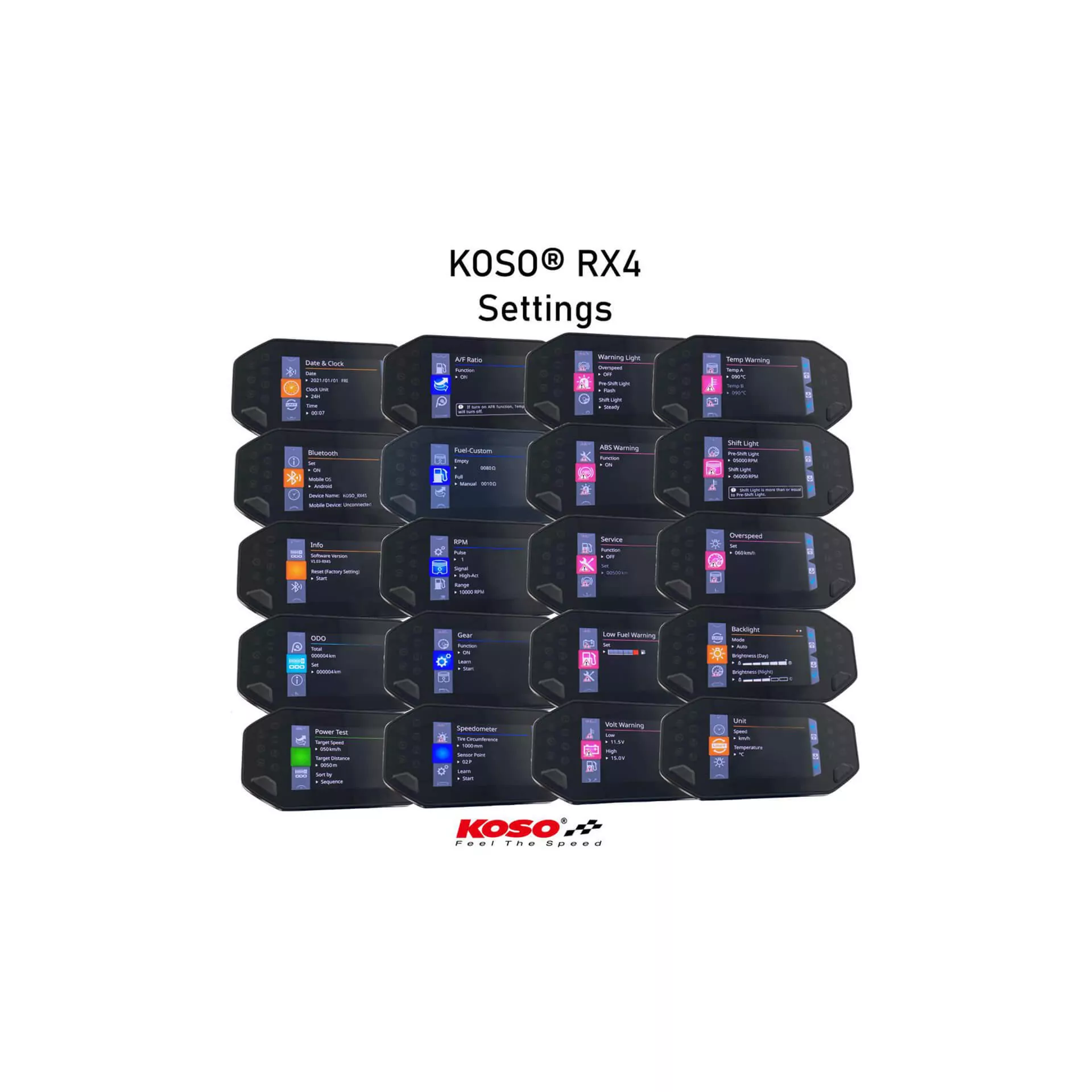 KOSO Digitales Multifunktions-Cockpit RX-4 für MT-07/09, XSR 700/900 mit ABE