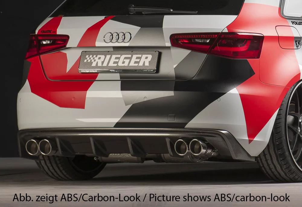 Rieger Heckeinsatz für Audi A3 (8V) - 3-tür. (Schrägheck 8V1) 07.12-08.16 (bis Facelift) carbon optik