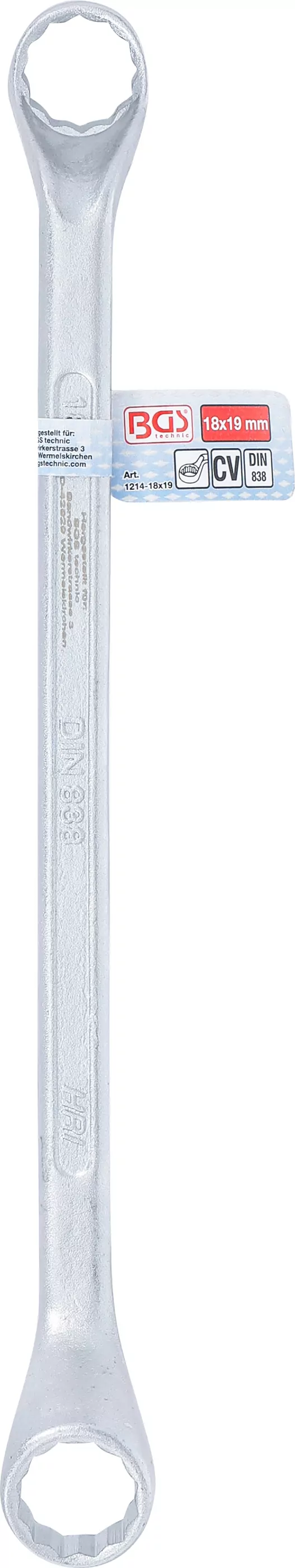 Doppel-Ringschlüssel, gekröpft | SW 18 x 19 mm