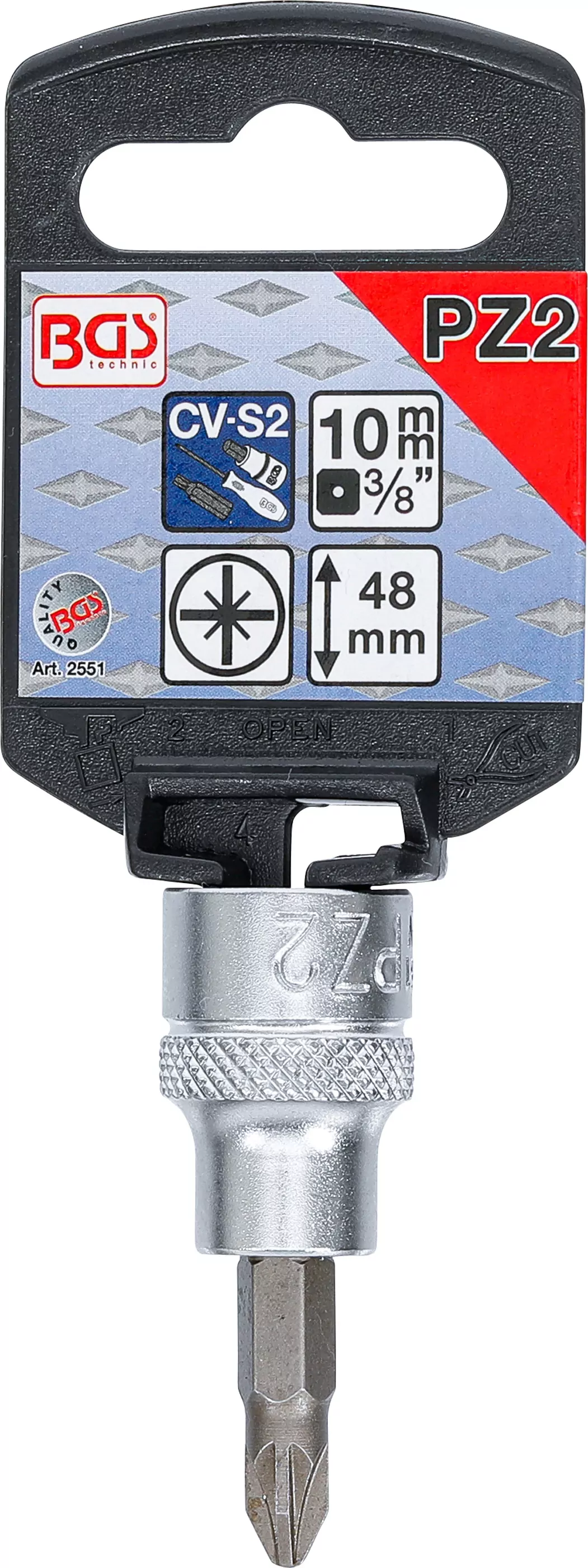 Bit-Einsatz | Antrieb Innenvierkant 10 mm (3/8") | Kreuzschlitz PZ2