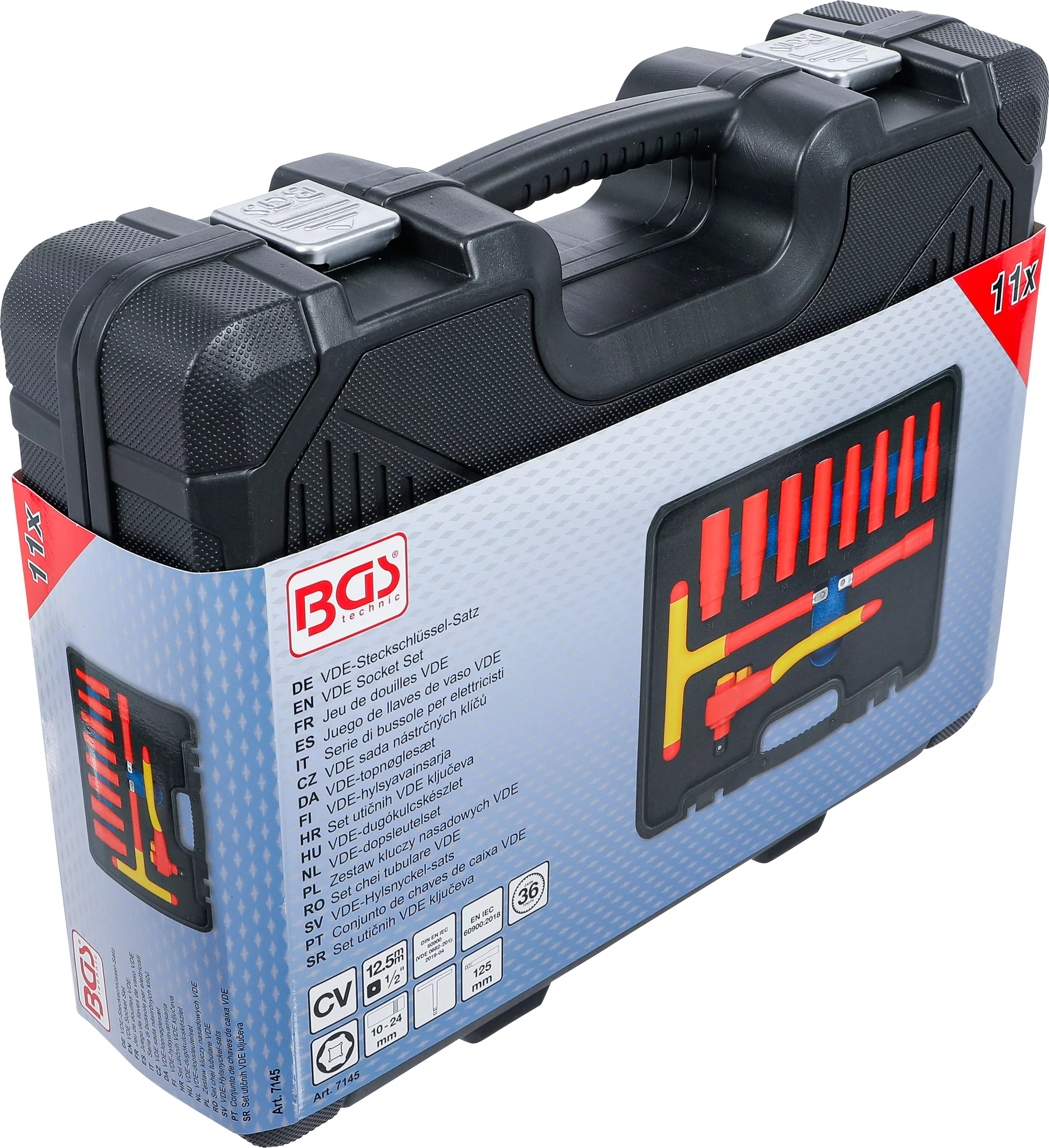VDE-Steckschlüssel-Satz | Antrieb 12,5 mm (1/2") | SW 10 - 24 mm | 11-tlg.