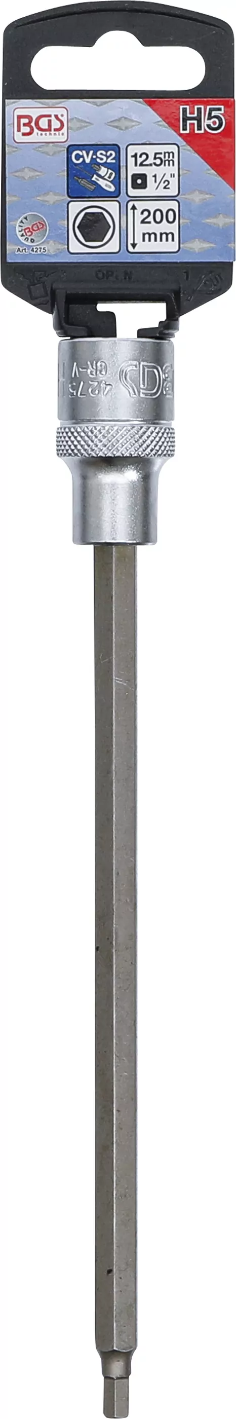 Bit-Einsatz | Länge 200 mm | Antrieb Innenvierkant 12,5 mm (1/2") | Innensechskant 5 mm