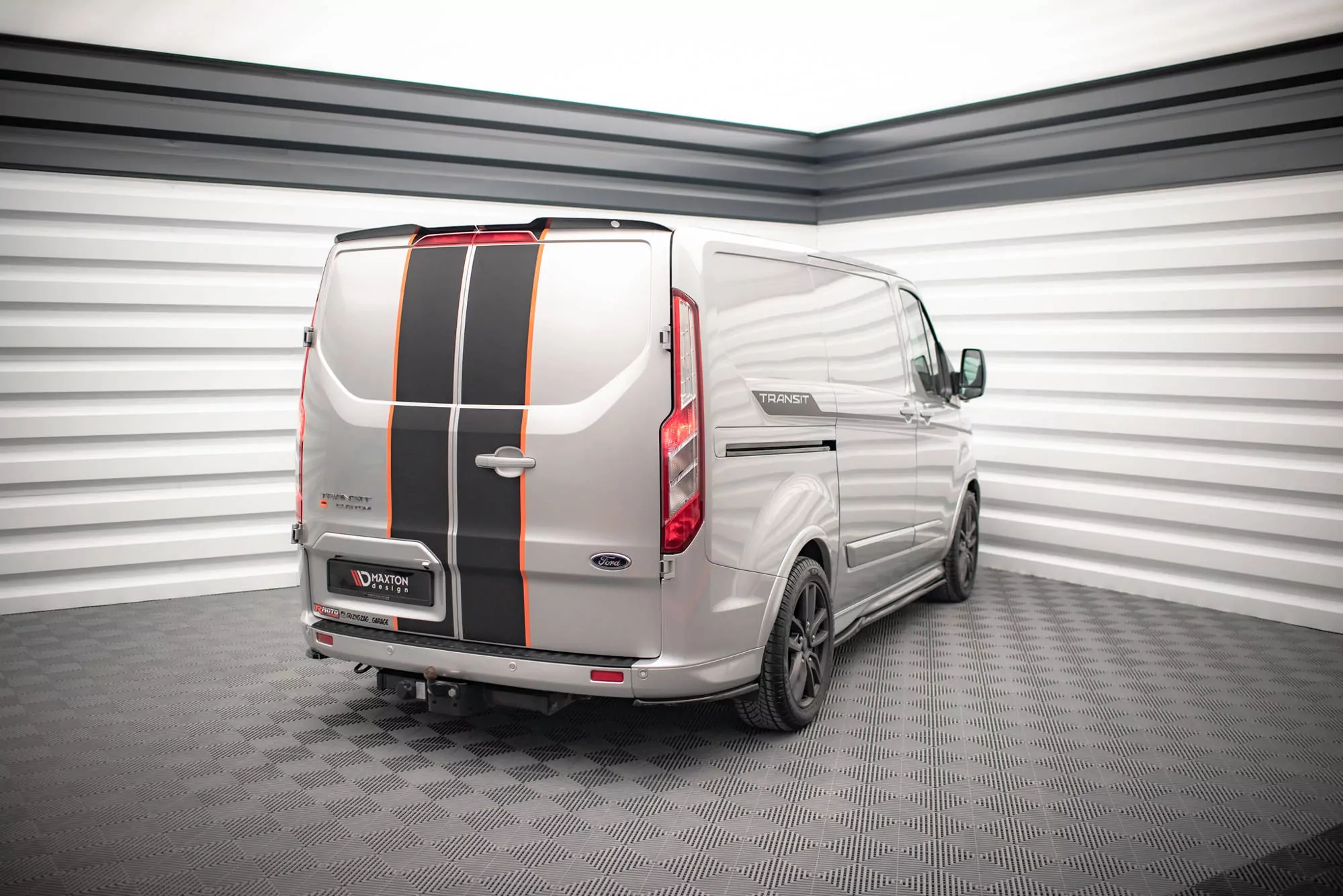Spoiler CAP Für Ford Transit Custom ST-Line Mk1 Facelift Schwarz Hochglanz
