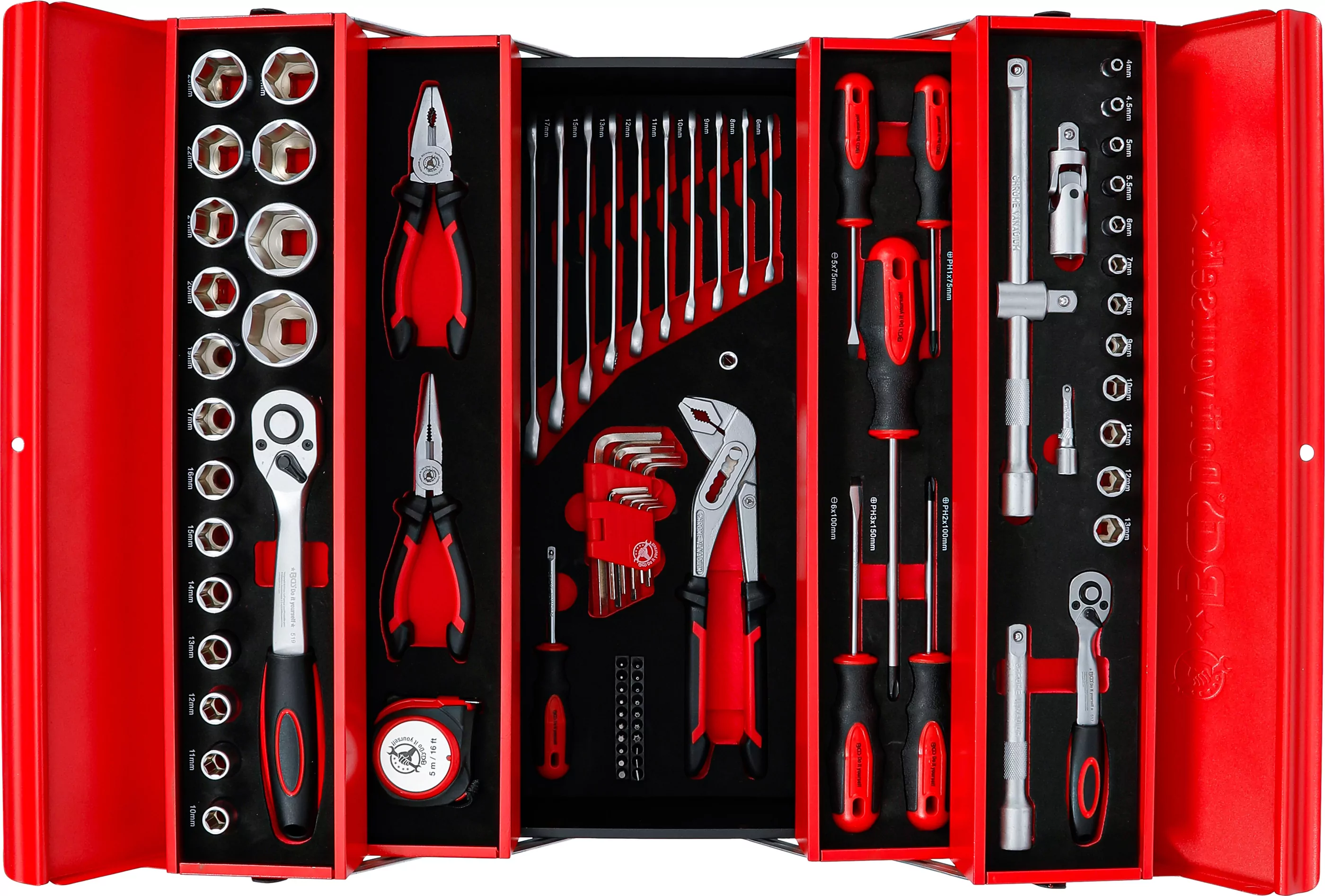 Metall-Werkzeugkoffer inkl. Werkzeug-Sortiment | 86-tlg.