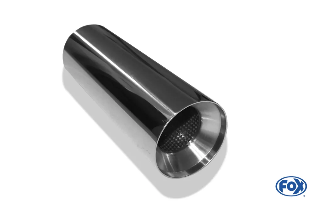 Anschweißendrohr Typ 22  Ø 100 mm / Gesamtlänge: 300 mm  - rund / uneingerollt / gerade / mit poliertem Absorber (Innendurchmesser 63mm - Länge: ca. 140mm)