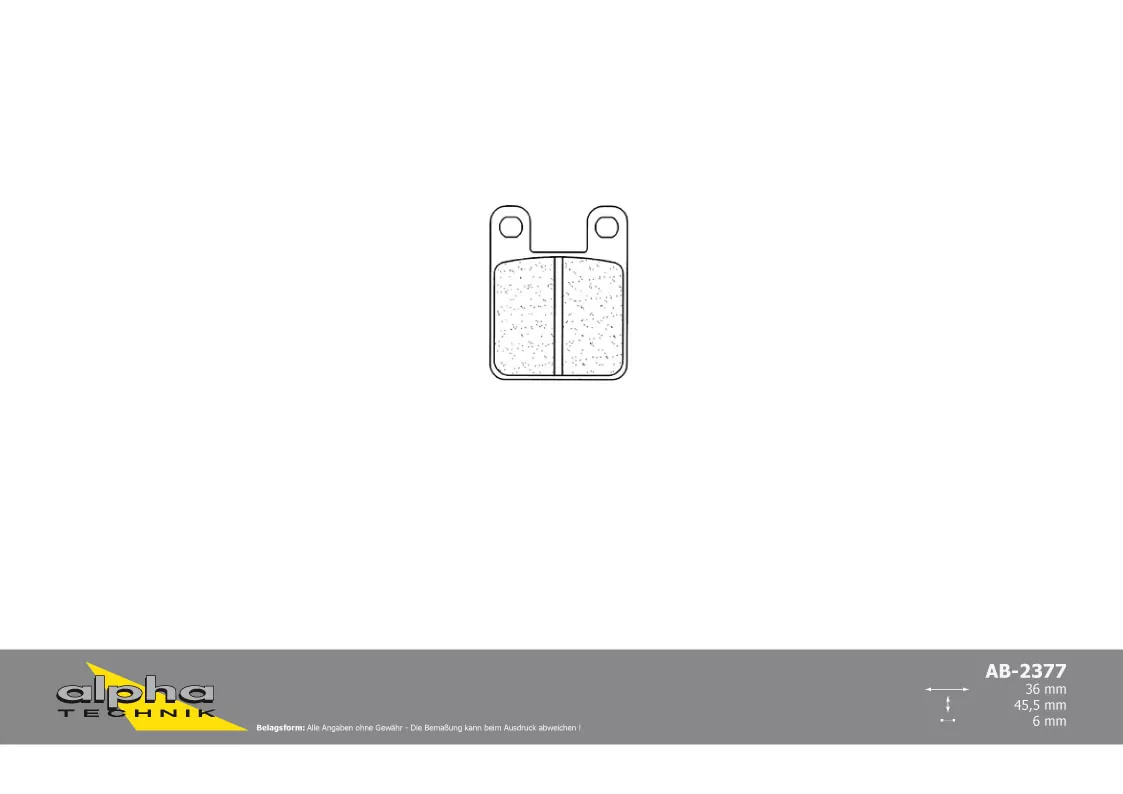 ALPHA TECHNIK Bremsbelag Straße mit ABE