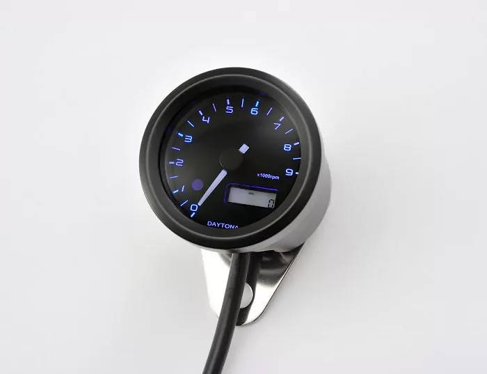 Daytona Digital-dzm, "velona", Schwarz, Ø 48mm, Bis 9.000 U/min, Volt 0-18v, Blau/orange/weiss