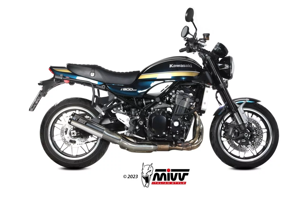 MIVV HR-1 Edelstahl Poliert Mir Längerer Carbonendkappe KAWASAKI Z900 RS 18-24