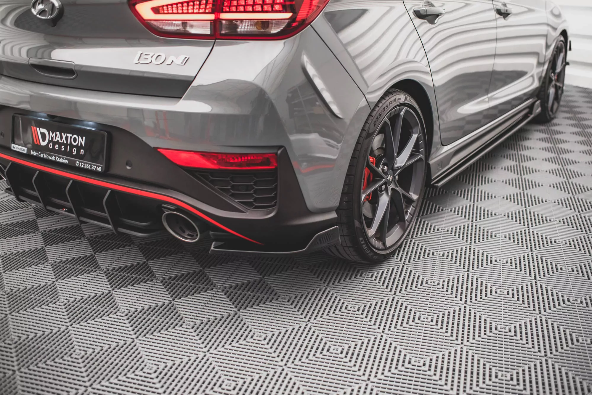 Heck Ansatz Flaps Diffusor V.3 Für Hyundai I30 N Hatchback Mk3 Facelift Schwarz Hochglanz
