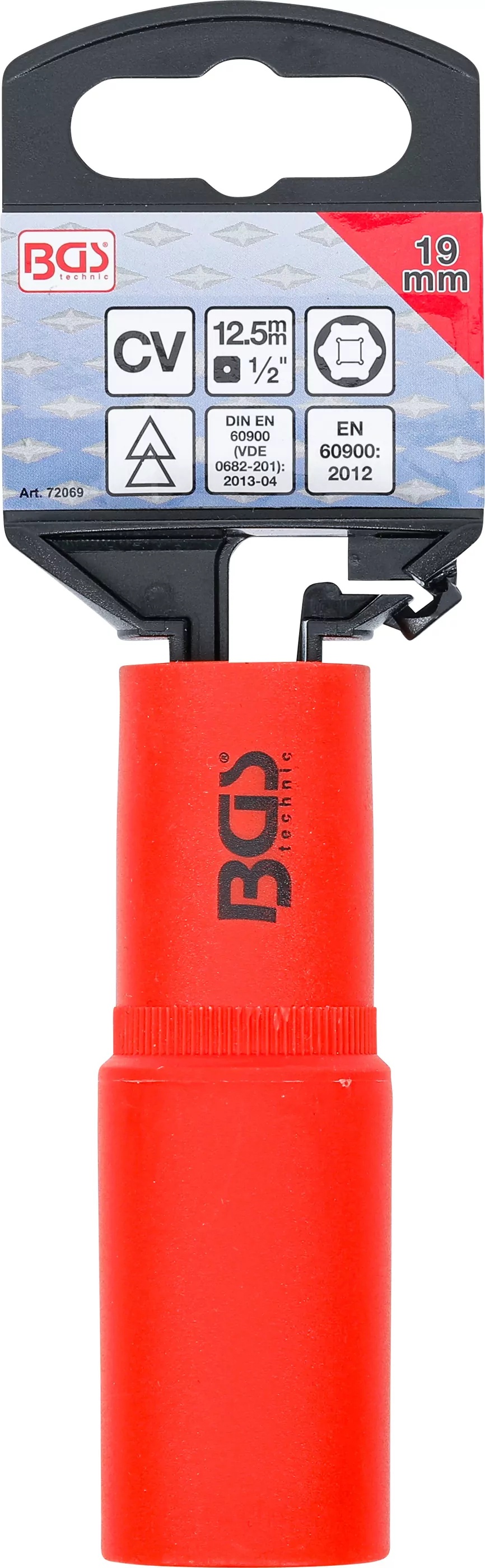 VDE-Steckschlüssel-Einsatz Sechskant | Antrieb Innenvierkant 12,5 mm (1/2") | SW 19 mm