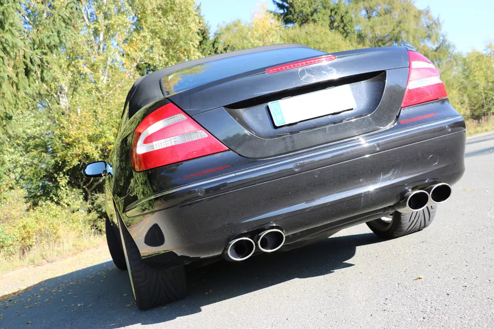 Mercedes CLK Typ 209 Cabrio & Coupe  Endschalldämpfer Ausgang rechts/links Ø70mm - 2x115x85 Typ 32 rechts/links