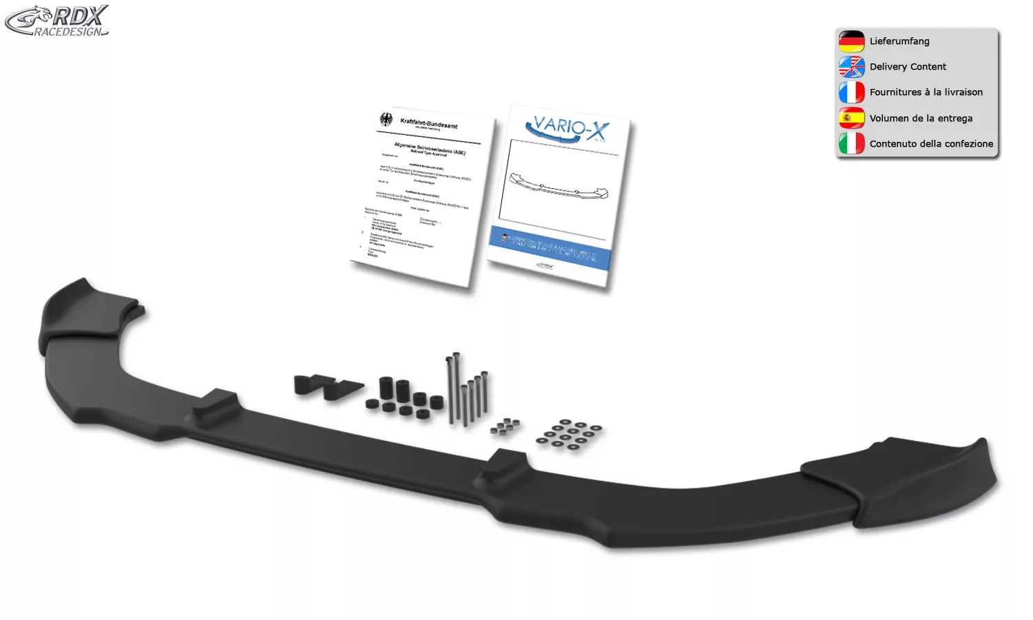 RDX Frontspoiler VARIO-X DACIA Sandero 2 (incl. Stepway) / Logan 2 (incl. MCV) Frontlippe Front Ansatz Vorne Spoilerlippe