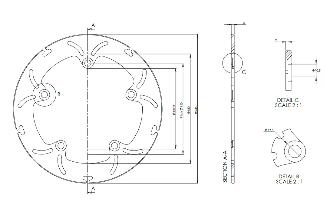 alpha Technik Bremsscheibe Omega-Design ABD33 hinten für Yamaha MT07 MT09 Tenere 700 Tracer 700 Tracer 900 XSR 700 XSR 900 R7