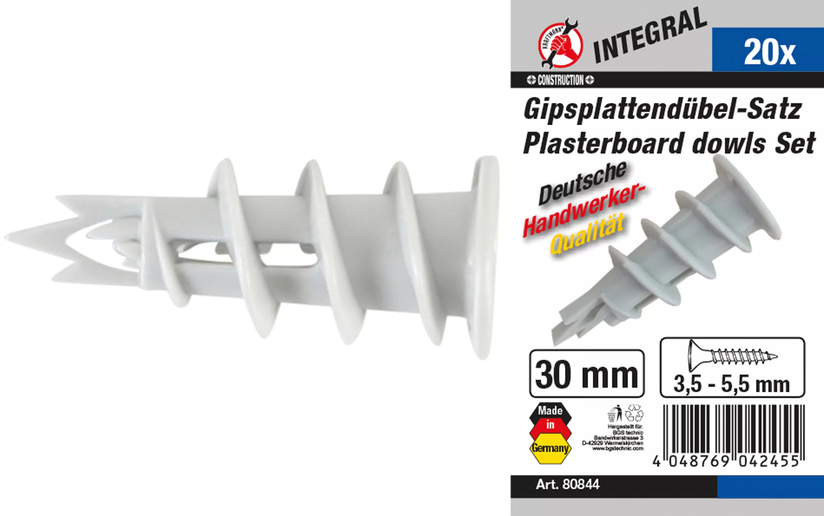 Gipsplattendübel-Sortiment | 20-tlg.