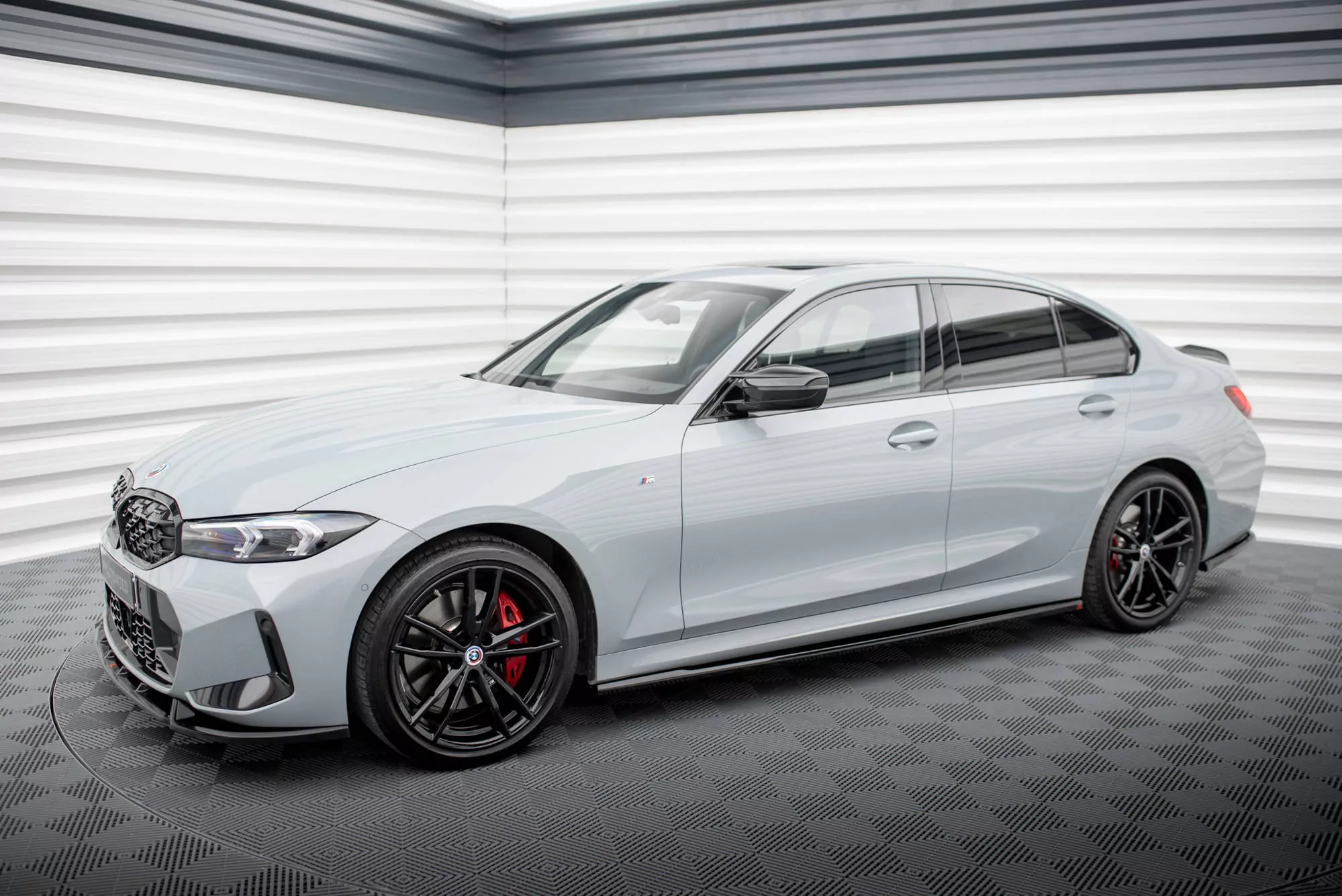 Seitenschweller Ansatz Für BMW 3er M340i / M-Paket G20 / G20 Facelift Schwarz Hochglanz