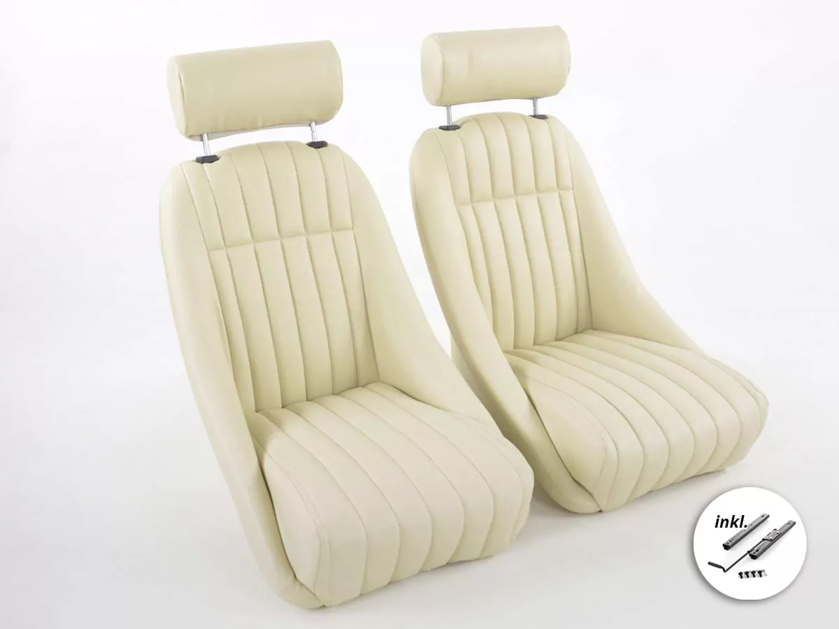 FK Oldtimersitze Auto Vollschalensitze Set Montgomery im Retro-Look beige
