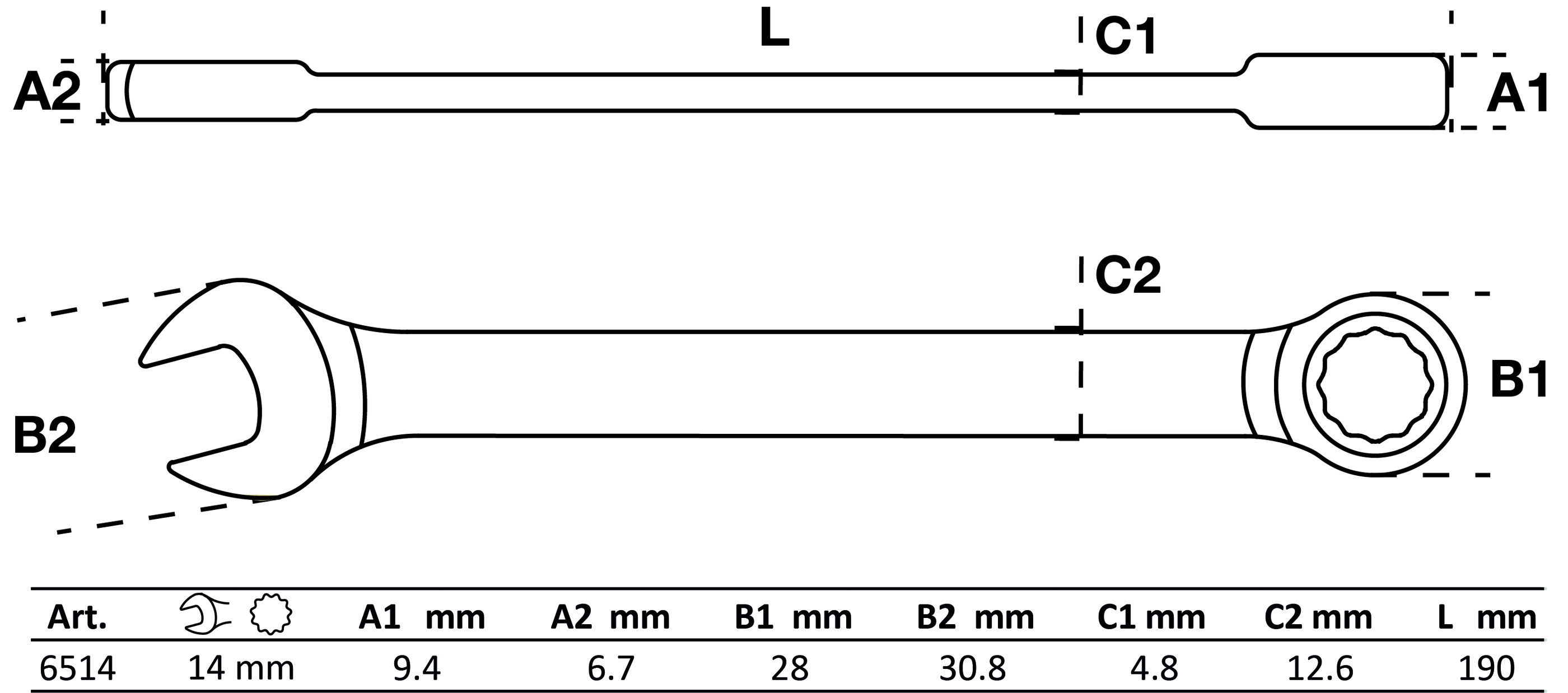 Ratschenring-Maulschlüssel | SW 14 mm