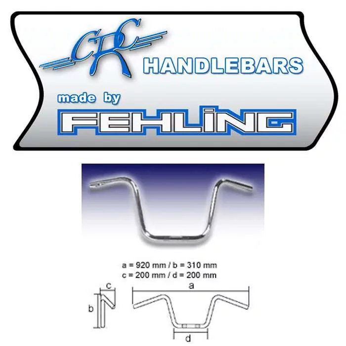 1" Zoll-Lenker "Ape Hanger" (AHHD 2)  | chrom B 92cm x T 20cm x H 31cm x B/Mitte: 20 cm