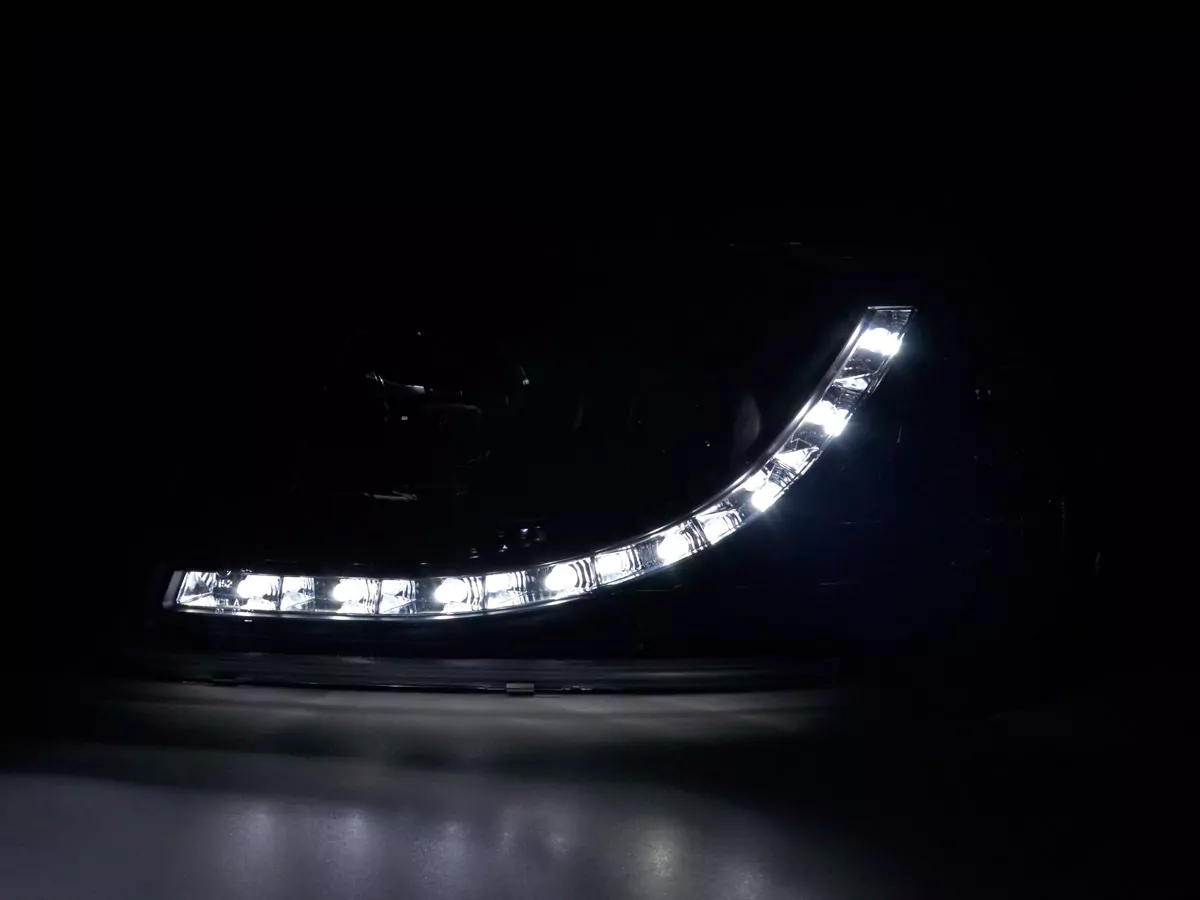 Scheinwerfer Set Daylight LED TFL-Optik VW Bus Typ T5 Bj. 03-09 schwarz