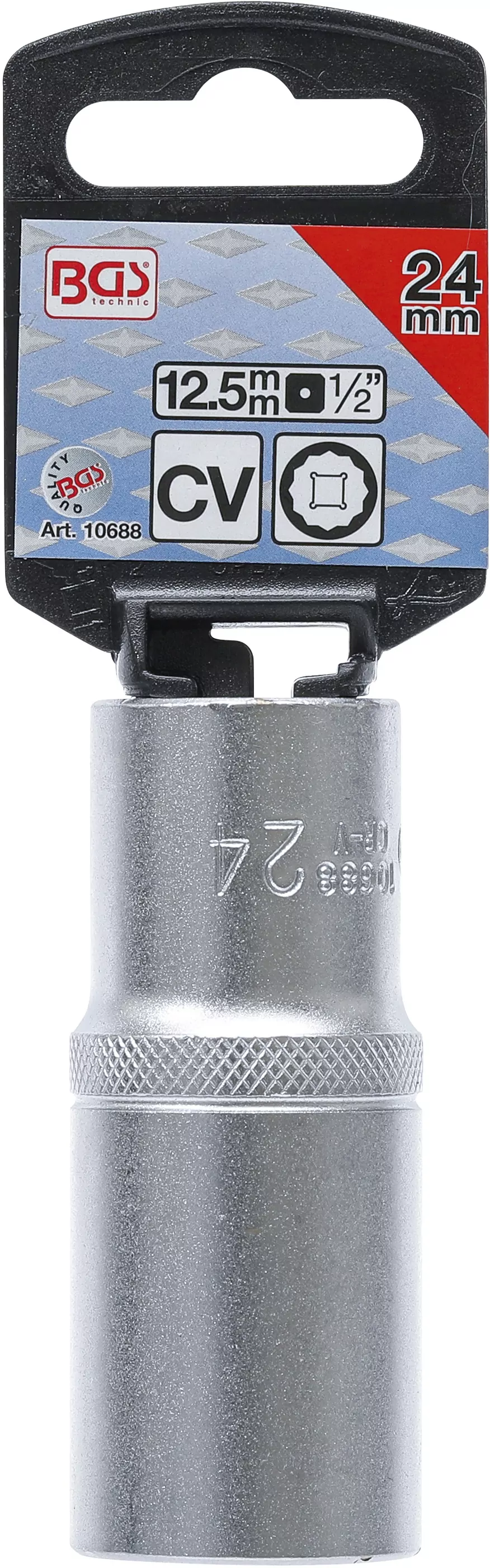 Steckschlüssel-Einsatz Zwölfkant, tief | Antrieb Innenvierkant 12,5 mm (1/2") | SW 24 mm