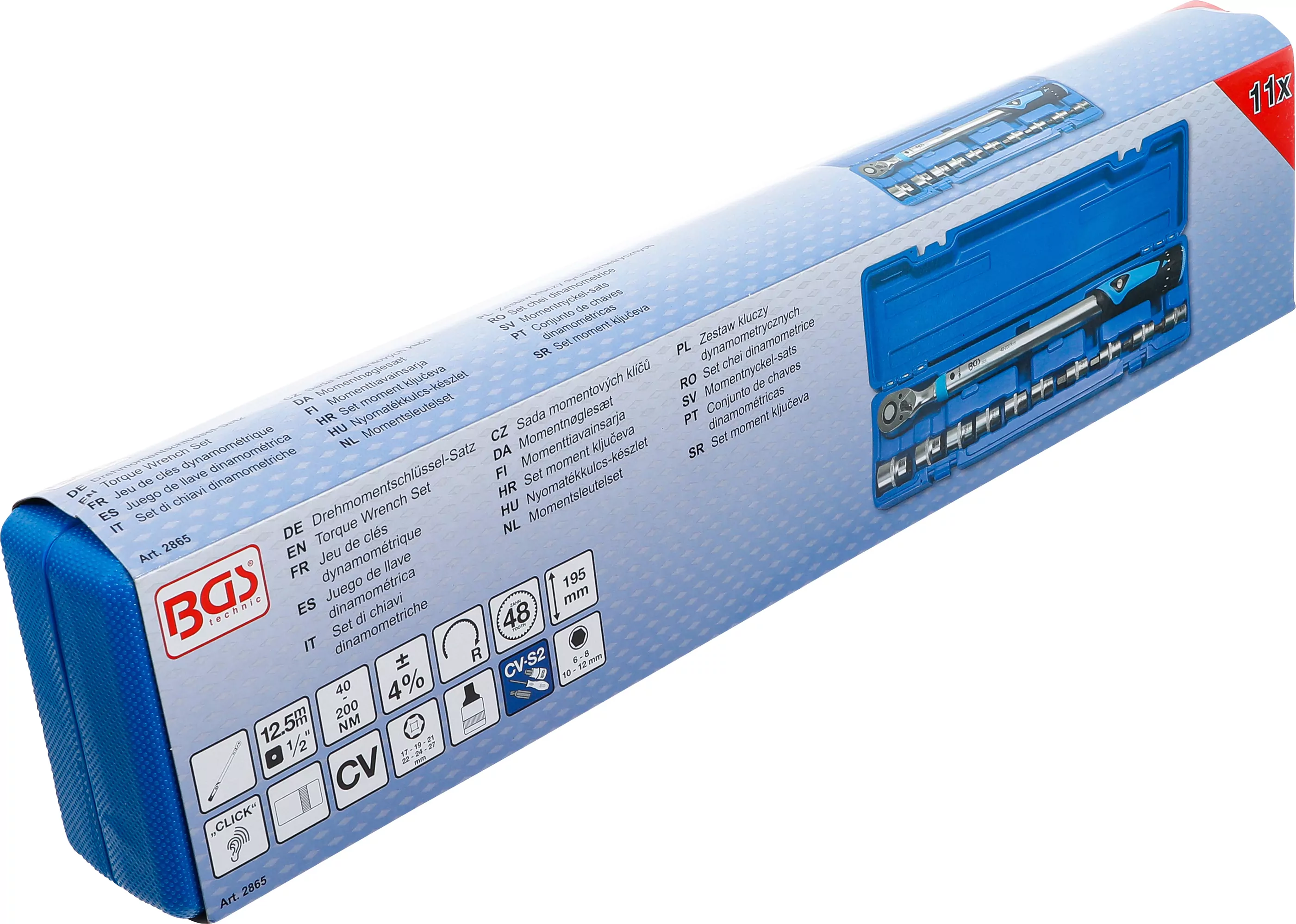 Drehmomentschlüssel-Satz | Abtrieb Innenvierkant 12,5 mm (1/2") | 40 - 200 Nm | 11-tlg.