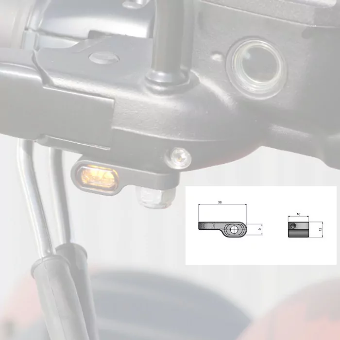 CNC Gehäuse für Blinker "Heat" | Alu Montage unter den Lenkerarmaturen | schwarz | Paar