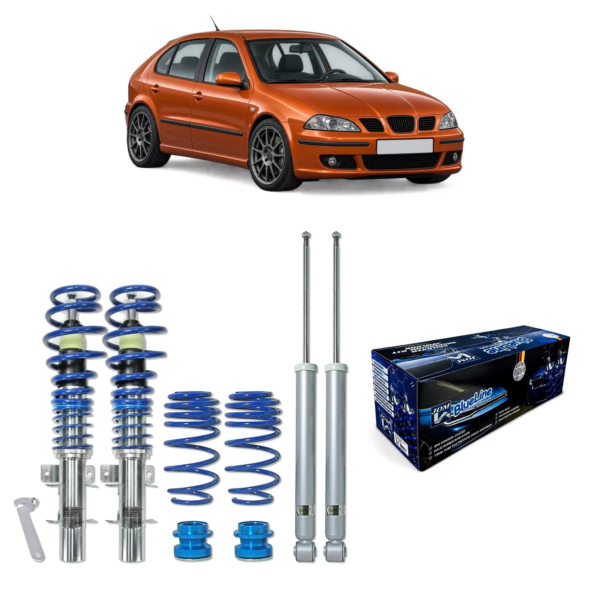 BlueLine Gewindefahrwerk passend für Seat Ibiza und Cordoba Typ (6L) 1.2, 1.4, 1.4 TDi, 1.9SDi, 1.9TDi  Baujahr 2002 - 2008