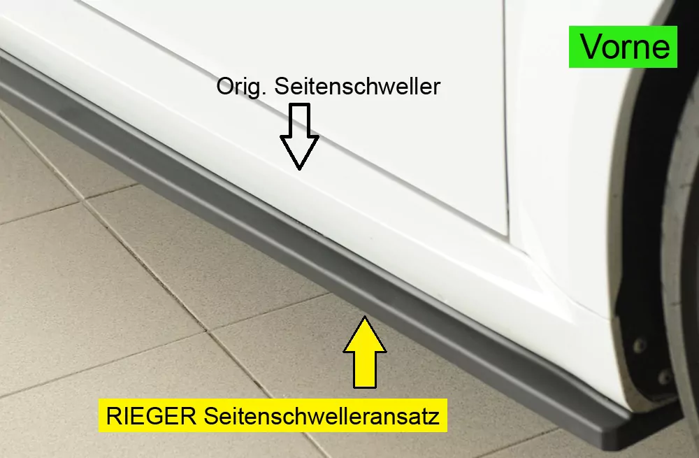 Rieger Seitenschweller rechts ansatz (ca. 19mm) matt schwarz für Audi TTS (8J-FV/8S) Roadster 07.14-08.18 (bis Facelift)