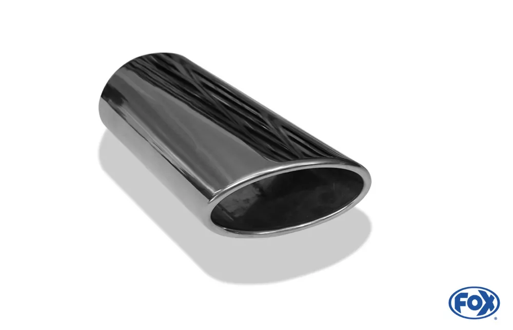 Anschweißendrohr Typ 38 - Links  115x85 mm / Länge: 240 mm - oval  - seitlich nach links, sowie nach unten abgeschrägt / eingerollt / ohne Absorber