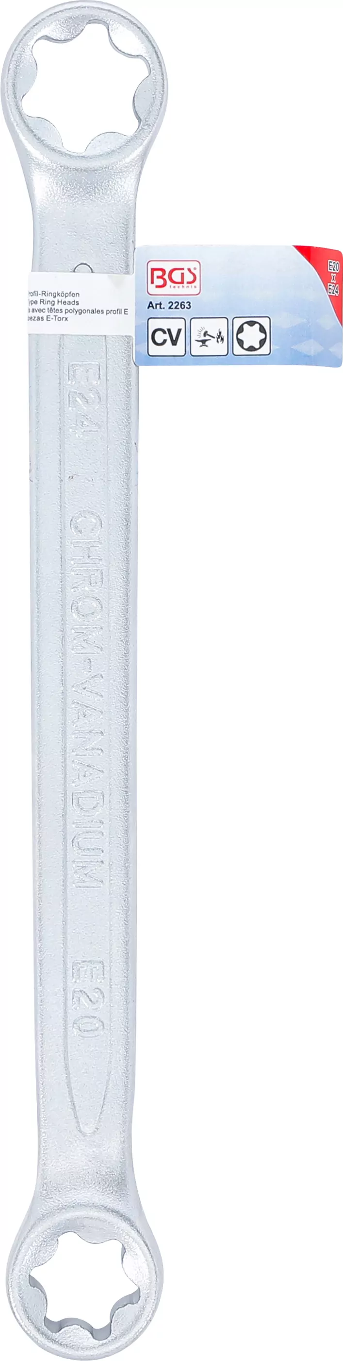 Doppel-Ringschlüssel mit E-Profil-Ringköpfen | SW E20 x E24