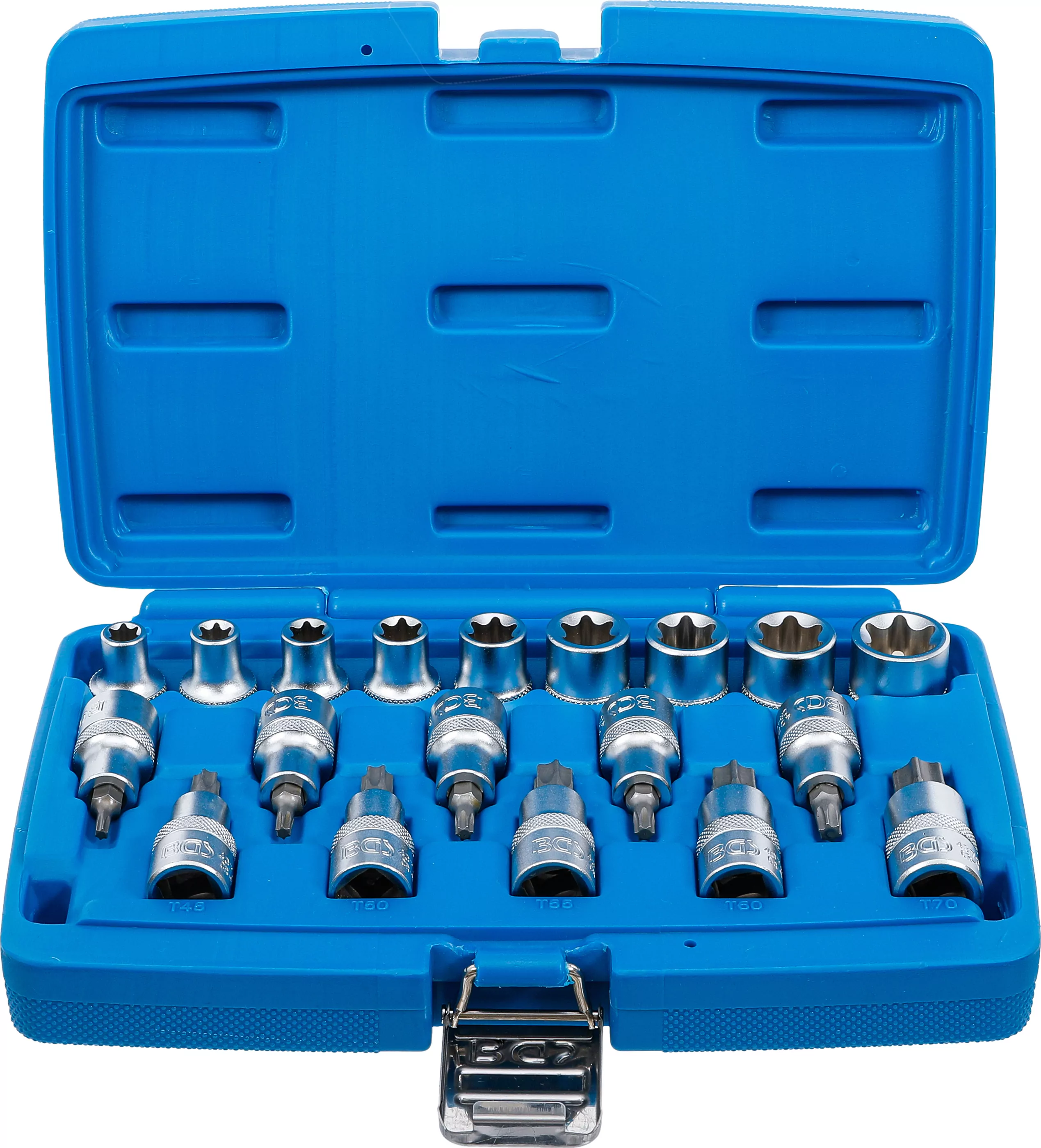 Bit-Einsatz-/Steckschlüssel-Einsatz-Satz | Antrieb Innenvierkant 12,5 mm (1/2") | E-Profil / T-Profil (für Torx) | 19-tlg.