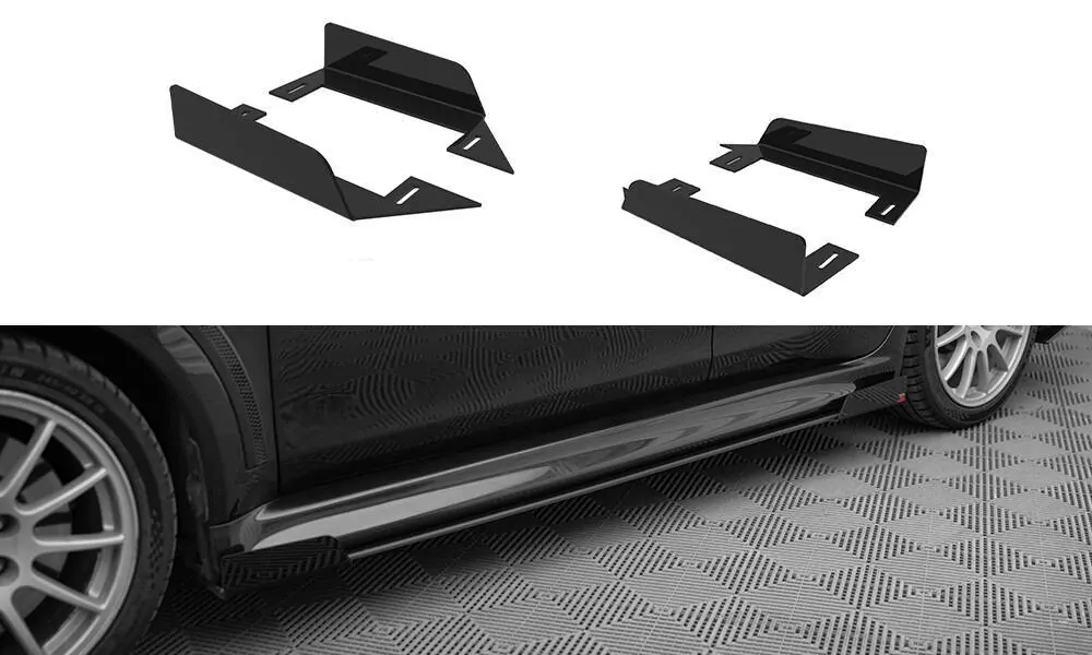 Seitenschweller Flaps Für Mitsubishi Lancer EVO X Schwarz Hochglanz