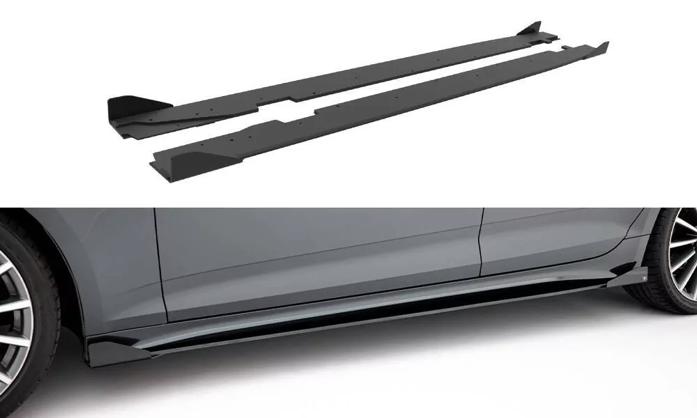 Street Pro Seitenschweller Ansatz Für + Flaps Audi A5 Sportback F5 Facelift Schwarz Hochglanz