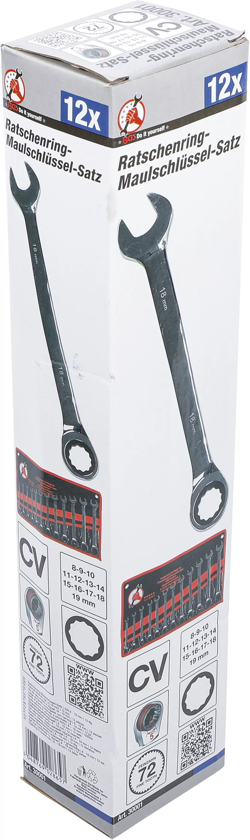 Ratschenring-Maulschlüssel-Satz | SW 8 - 19 mm | 12-tlg.