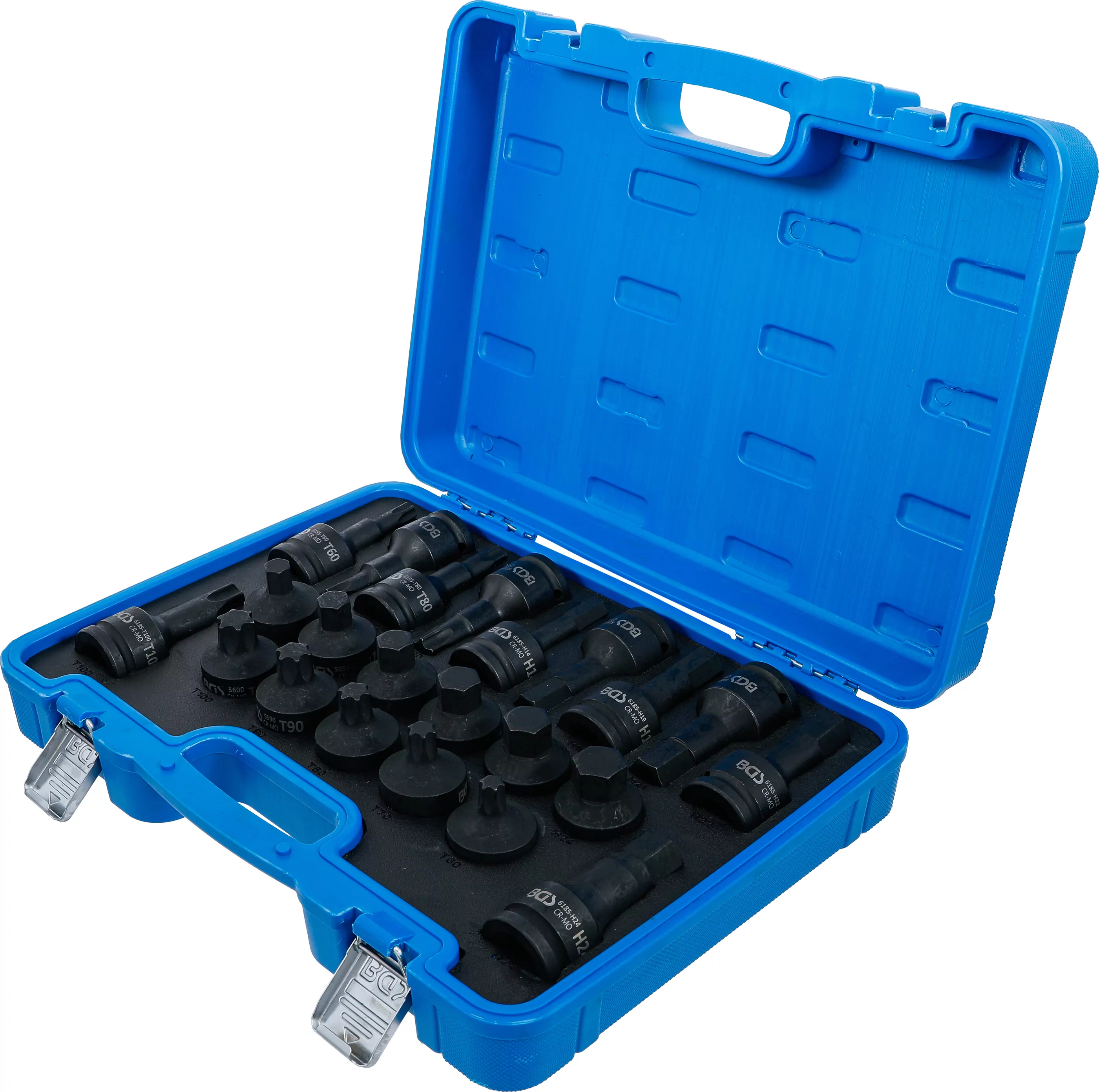 Kraft-Bit-Einsatz-Satz | Antrieb Innenvierkant 20 mm (3/4") | Innensechskant, T-Profil (für Torx) | 22-tlg.