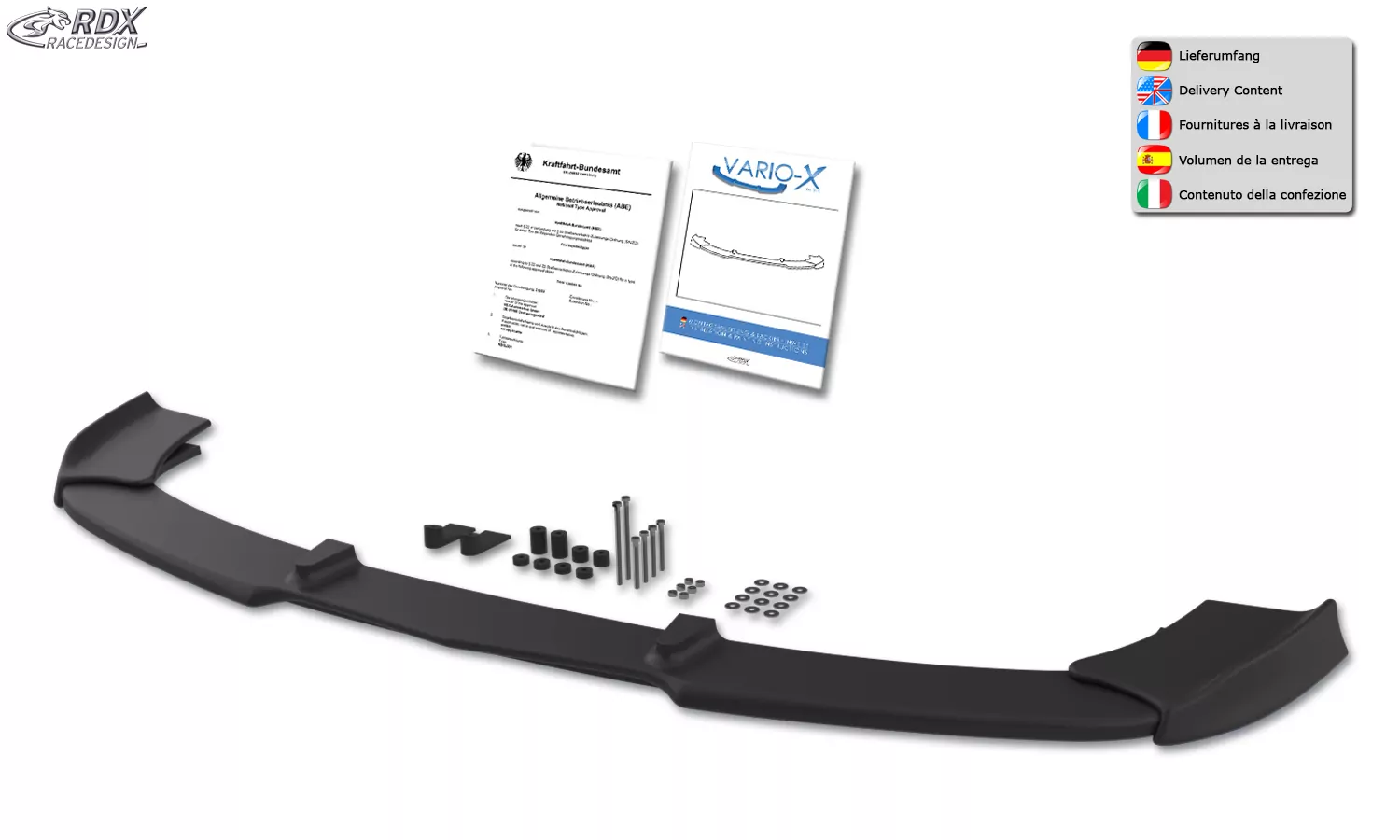 RDX Frontspoiler VARIO-X für MERCEDES E-Klasse Cabrio A207 / Coupe C207 -2013 Frontlippe Front Ansatz Vorne Spoilerlippe