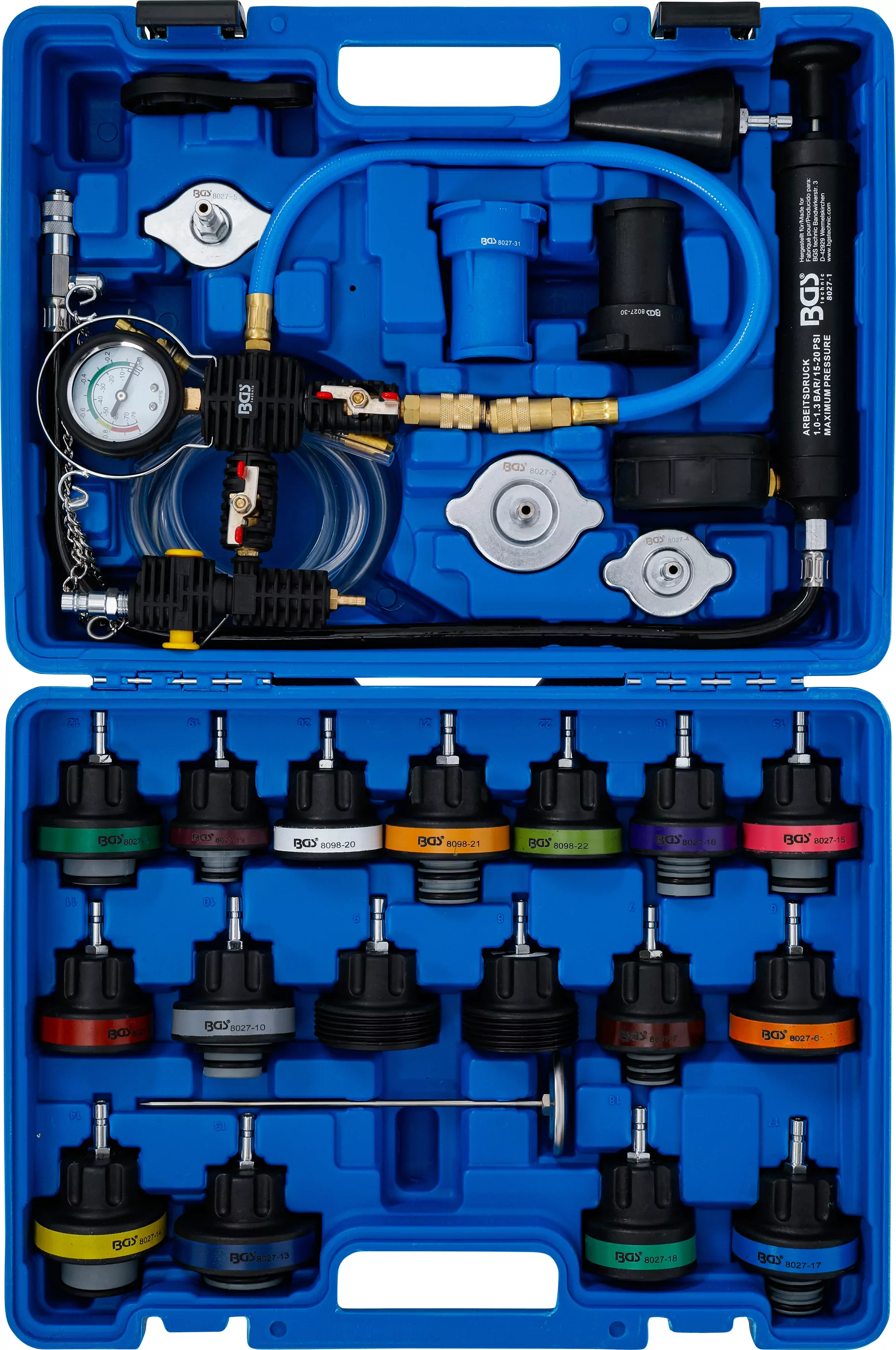 Kühlsystem-Abdrück-Satz | inkl. Befüllsystem | 28-tlg.