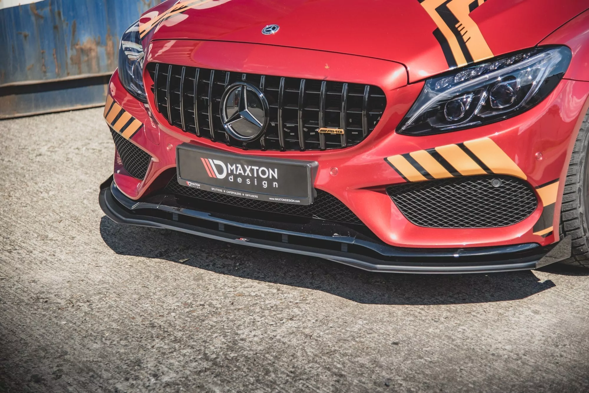 Robuste Racing Front Ansatz Für Passend +Flaps Für Mercedes - AMG C43 Coupe C205 Schwarz Hochglanz