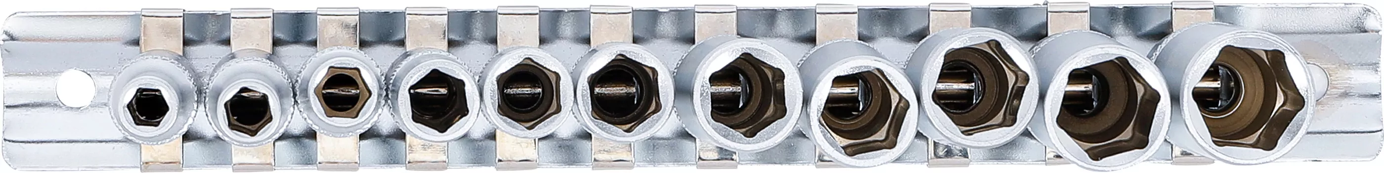 Steckschlüssel-Einsatz-Satz Sechskant, tief | Antrieb Innenvierkant 6,3 mm (1/4") | Zollgrößen | 11-tlg.